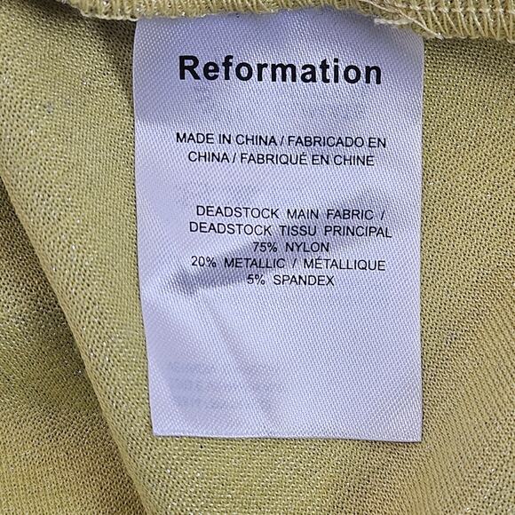 Reformation Jilian Knit Dress One Shoulder in Lime Green Sparkle Size Large NWT - Picture 8 of 11